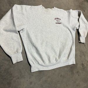 Vintage Distressed Grey Crewneck Sweater La Salle Academy